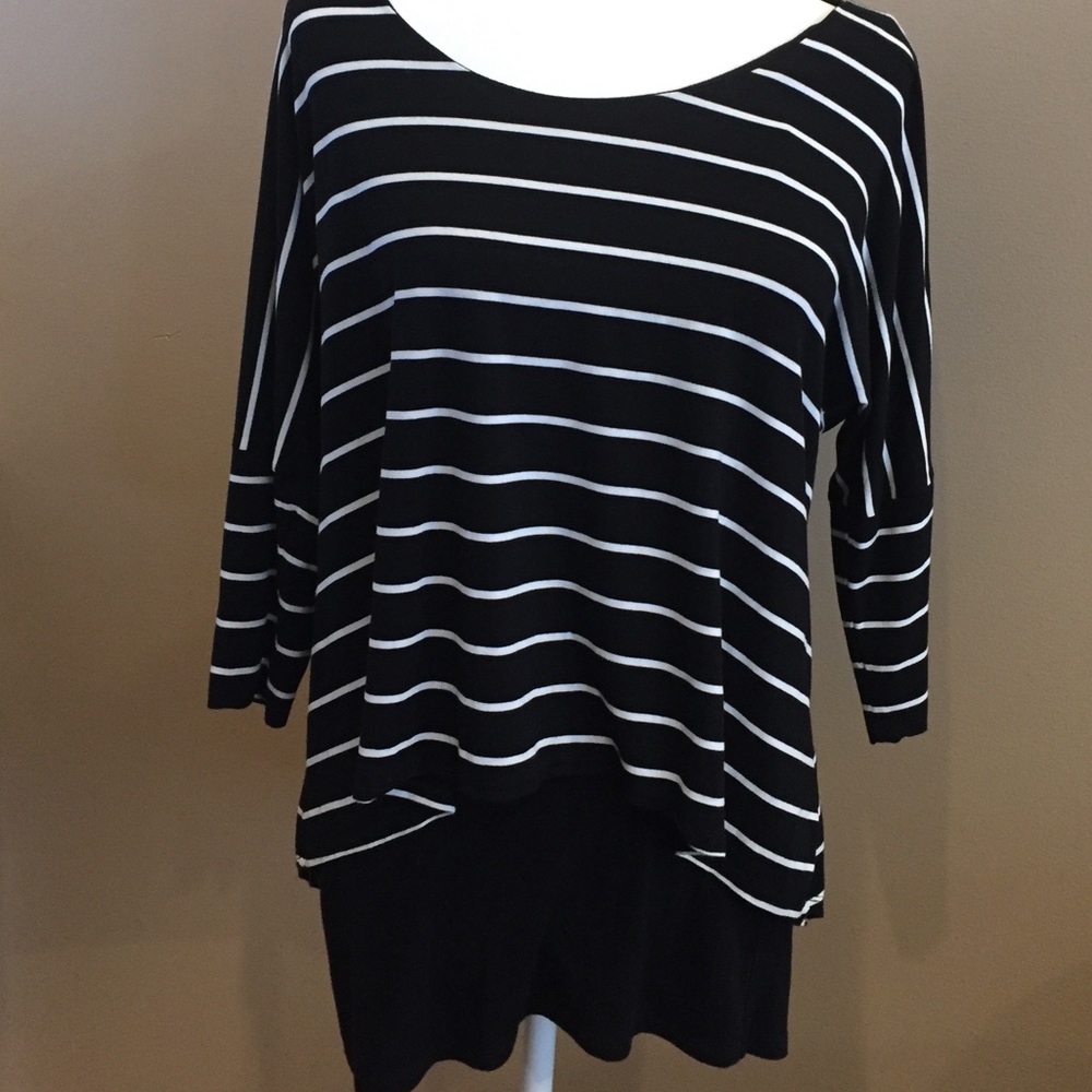White House Black Market Double Layer Stripe Top S